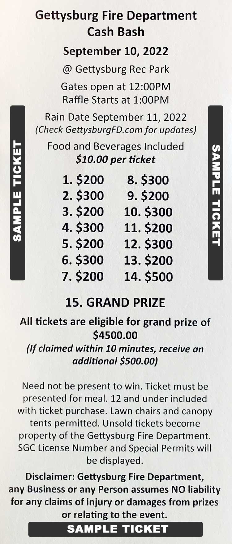 Cash Bash ticket sample
